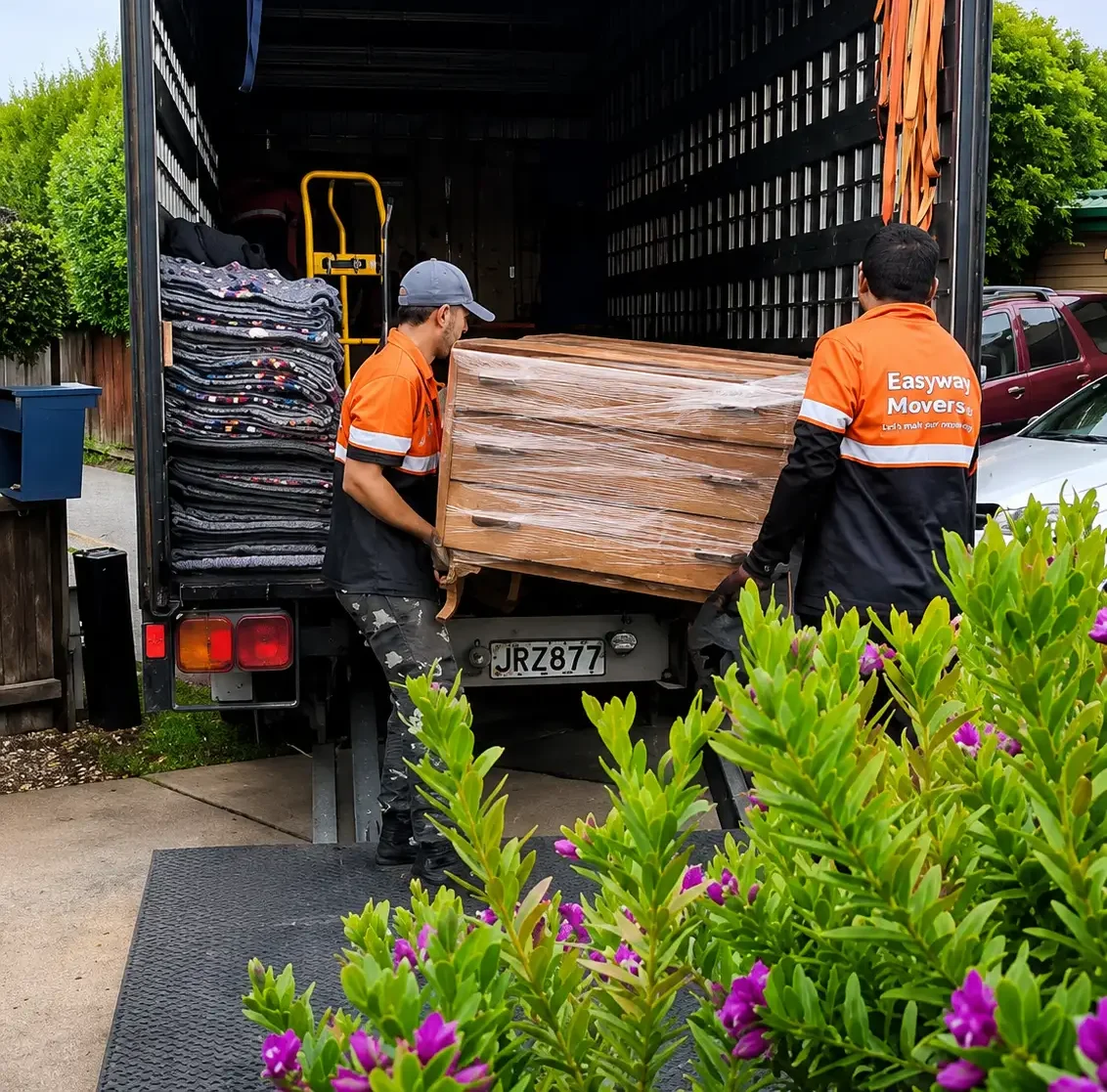 Professional home movers in Christchurch loading furniture into a moving truck